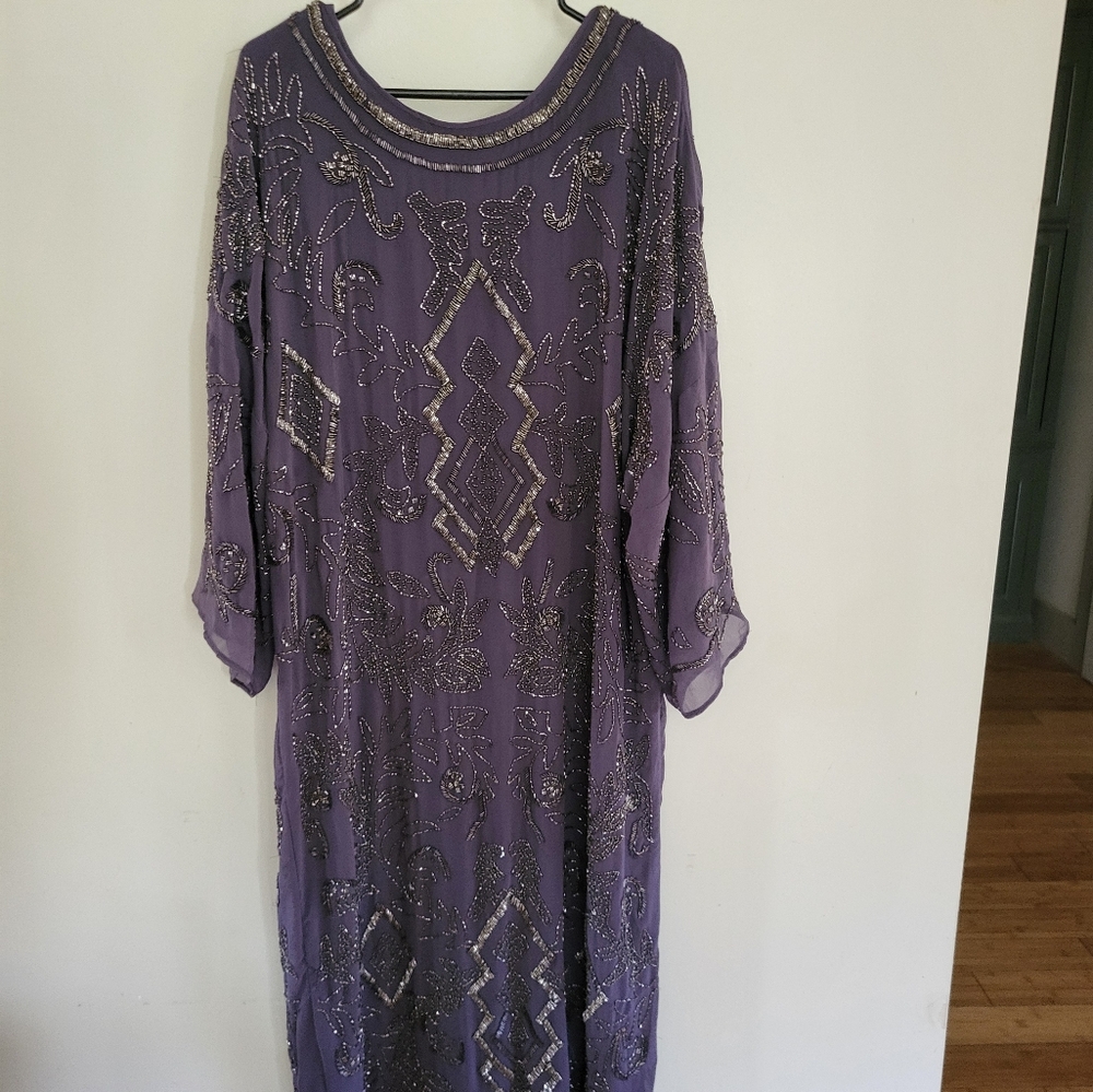 NWT ZARA TUNIC LIMITED EDITION DRESS/TUNIC SIZE S-M BEADS   PARTY MUTE PURPLE
